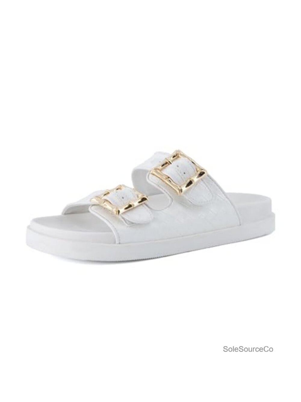 Quilted Slide Sandal with Memory Foam Footbed & Adjustable Buckle Straps